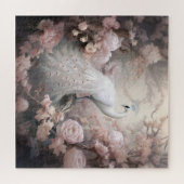 Puzzle Rocher blanc romantique et Fleurs rose pâle (Horizontal)