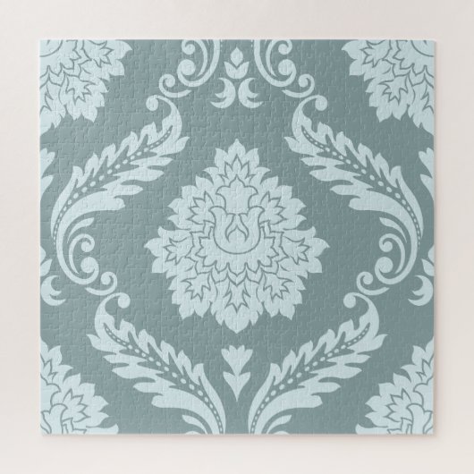 Puzzle Rococo Damask Lg Pattern Duck Egg Blue+Teal (Vertical)