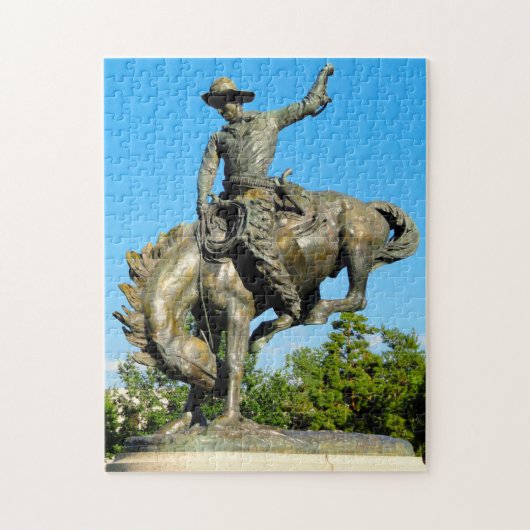 Puzzle Rodeo Cowboy Statue Colorado. (Vertical)