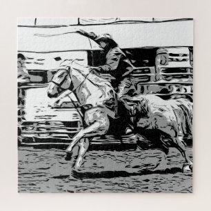 Puzzle Rodeo Cowboy - Steer Roping Event