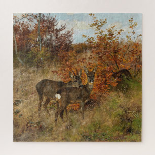 Puzzle Roe Deer aux feuilles d'automne Faune Vintage