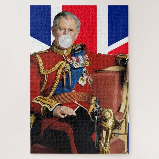 Puzzle Roi Charles soufflant du chewing-gum blanc drapeau (Vertical)