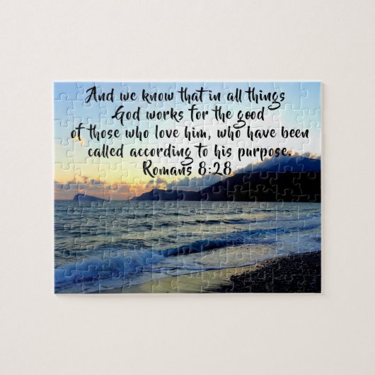 Puzzle Romains 8:28 Verse Bible Personnalisé (Horizontal)