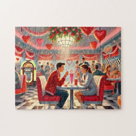 Puzzle Romance Rétro du Diner de la Saint-Valentin des An (Horizontal)