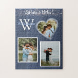 Puzzle Romantic Lights Photos Personalized<br><div class="desc">This jigsaw puzzle is perfect as a gift for the newlyweds or for an anniversary or Valentine's Day. The heart and their photo will tell the story with twinkling lights for an added romantic moment -- for the special day and forever more. With their monogram and family name on the...</div>