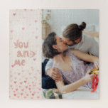 Puzzle Romantic You And Me Valentine's Day Photo<br><div class="desc">Love is in the air with this romantic Valentine's Day design with the decorative modern script against watercolor scattered hearts,  along with your awesome photo.  Easily customize with your photo of choice.  Great gift idea and keepsake for that special day.</div>