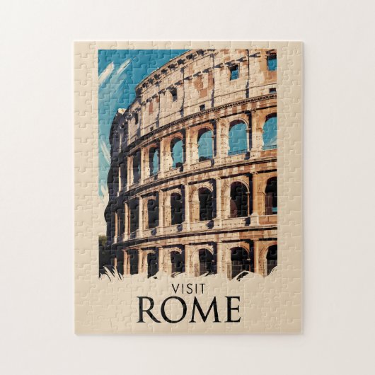 Puzzle Rome Italie Colisée Illustration Voyage Art (Vertical)