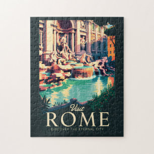Puzzle Rome Italie Trevi Fontaine Illustration Voyage Art