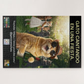 PUZZLE ROMPECABEZA DE GATO CANTANDO EN UNA FIESTA (Horizontal)