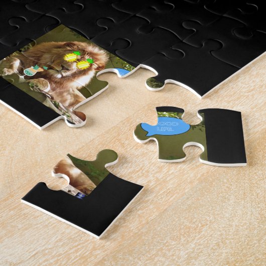 PUZZLE ROMPECABEZA GATO MANEJANDO BICICLETA EN EL BOSQUE. (Côté)