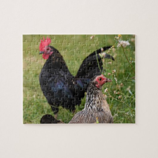 Puzzle Rooster and Hen (Horizontal)