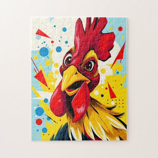 Puzzle Rooster coloré illustré (Vertical)