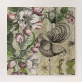 Puzzle Rooster Garden Flower Papillon Art (Horizontal)