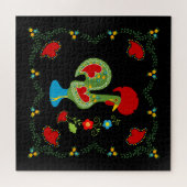 Puzzle Rooster portugais de la chance en vert (Horizontal)