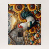 Puzzle Rooster Sunflower Barn (Vertical)