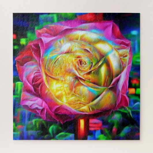 Puzzle Rose arc-en-ciel psychédélique (Vertical)