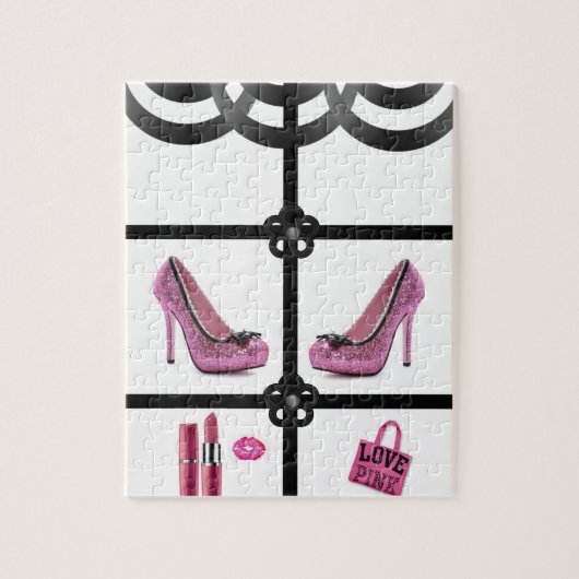 puzzle rose blanc noir (Vertical)