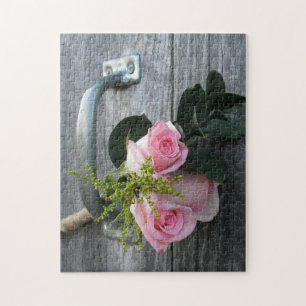 Puzzle Rose Bouquet Barn Wood Rustic Floral Photographie