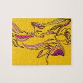 Puzzle rose d'art abstrait d'ange de ruban d'or (Horizontal)