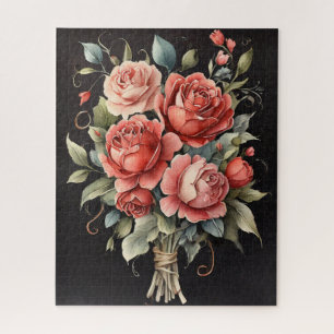 Puzzle Rose en floraison Aquarelle