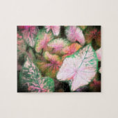 puzzle rose et vert feuille photo art (Horizontal)