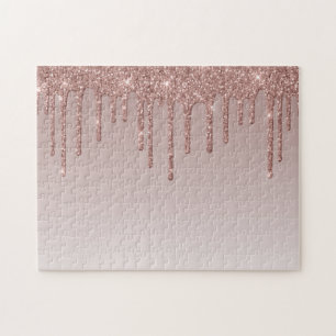 Puzzle Rose Gold Glitter Liquid Drips