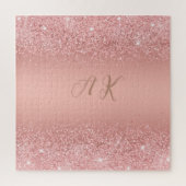 Puzzle Rose Gold Luxe Brillante Monogramme Élégant (Vertical)