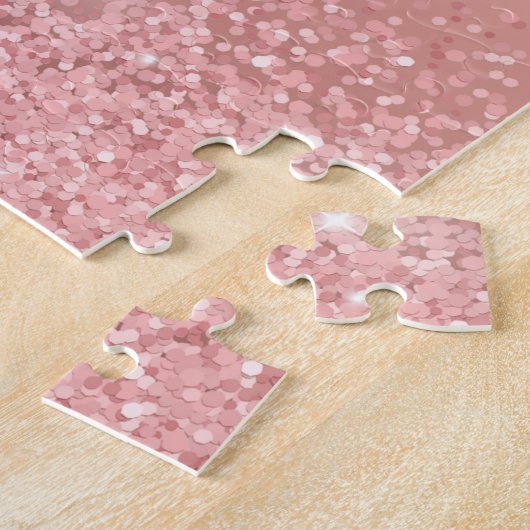 Puzzle Rose Gold Luxe Élégant Monogramme à l'effet scinti (Côté)