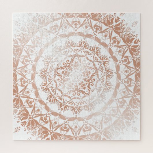 Puzzle Rose Gold White Damask Mandala (Vertical)