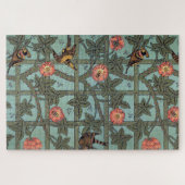 Puzzle Rose grimpante et petit oiseau, William Morris (Horizontal)