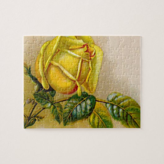 Puzzle Rose jaune Antique Vintage Imprimer Art (Horizontal)
