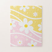 Puzzle Rose Jaune Super Retro Sunshine 60s Daisy Floral (Vertical)