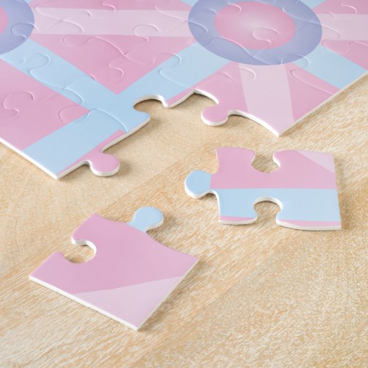 Puzzle Rose mignon, violet et bleu clair Motif (Côté)