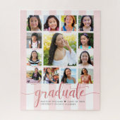 Puzzle Rose Pink Graduation K-12 Collage de photos Script (Vertical)