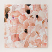 Puzzle Rose, pivoine, feuille, motif aquarelle. (Horizontal)