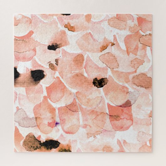 Puzzle Rose, pivoine, feuille, motif aquarelle. (Vertical)