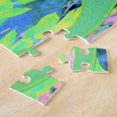 Puzzle Rose Rétro et Liquide Art Bleu Clair sur Hydrangea (Côté)
