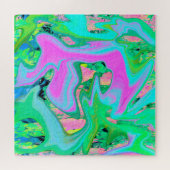 Puzzle Rose Rétro et Liquide Art Bleu Clair sur Hydrangea (Horizontal)