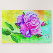 Puzzle Rose romantique - Aquarelle (Horizontal)