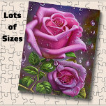 Puzzle Rose rose avec Raindrops & Feuilles verts<br><div class="desc">Rose rose avec Raindrops & Feuilles verts - - Beaucoup de tailles - Voir plus de grands modèles dans mon magasin.</div>
