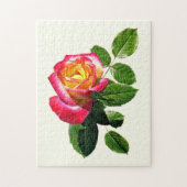 Puzzle Rose rouge avec centre jaune doré (Vertical)