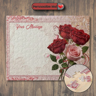 Puzzle Rose rouge personnalisable