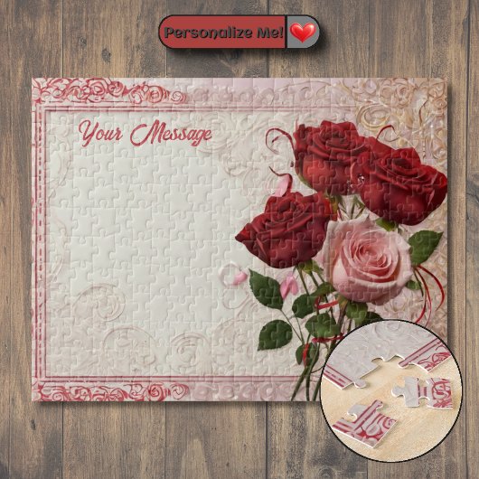 Puzzle Rose rouge personnalisable