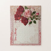 Puzzle Rose rouge personnalisable (Vertical)