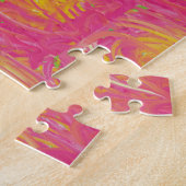 Puzzle rose saumon avec soleil orange design (Côté)