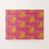 Puzzle rose saumon avec soleil orange design (Horizontal)