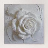 Puzzle Rose Sculptée - Blanc sur Blanc (Horizontal)