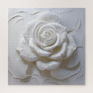 Puzzle Rose Sculptée - Blanc sur Blanc