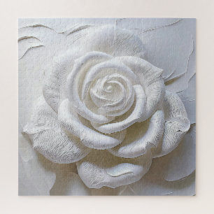 Puzzle Rose sculptée - Blanc sur Blanc