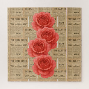 Puzzle Rose vintage sur papier antique